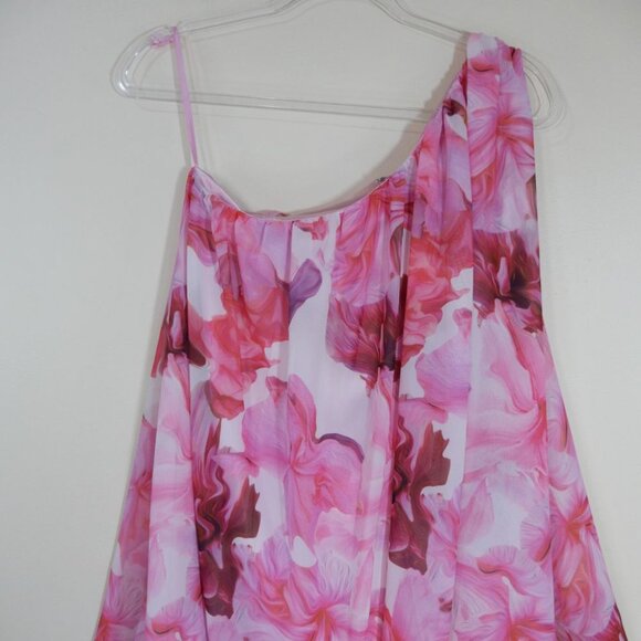 Mac Duggal Floral One Shoulder Flowy Mini DRESS Size 2 XS Pink Chiffon NEW $398 - Picture 13 of 15
